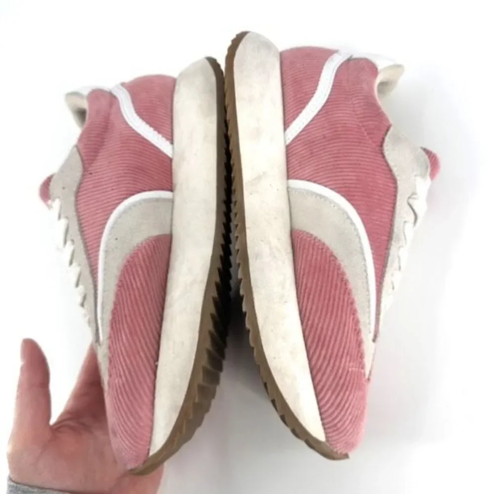 GOOD NEWS Kook suede-trimmed corduroy sneakers‎ Pink Size 39 US Size 9 Platform
